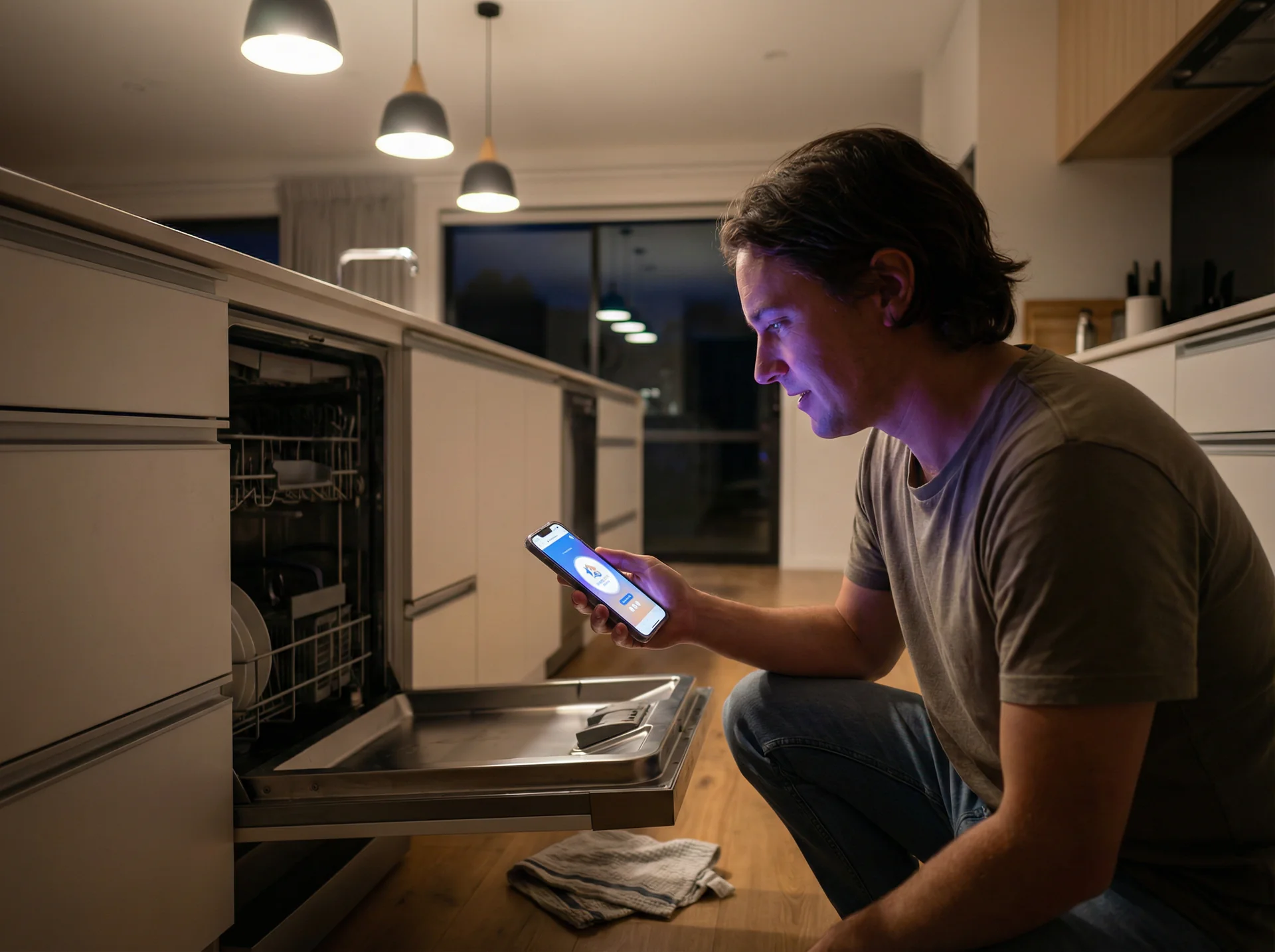 A customer getting instant answers from Help Genie at home