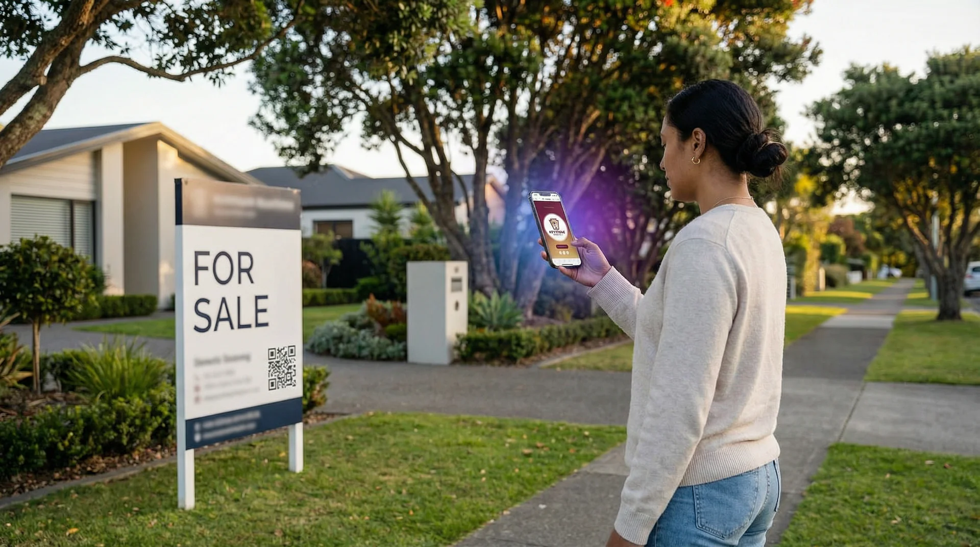 Real estate agent using Help Genie at an open home viewing
