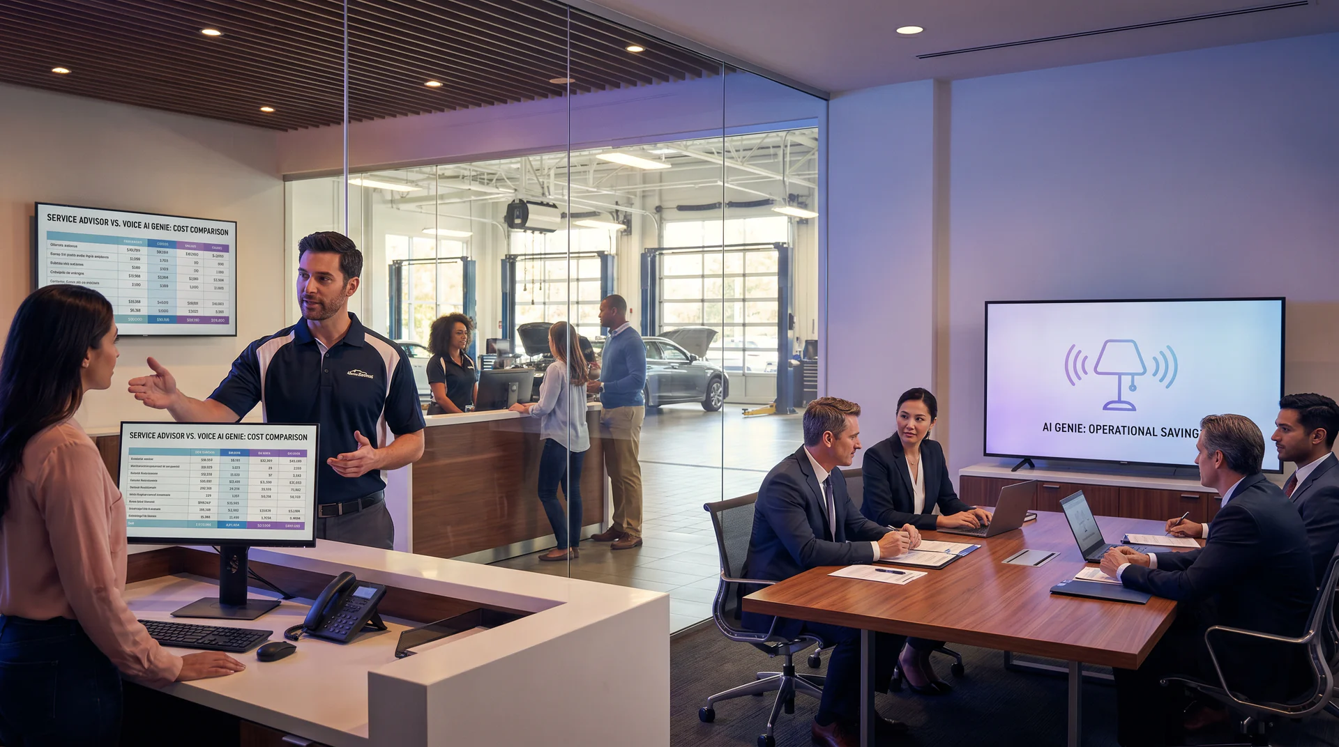 A real automotive cost compare for small business of one service advisor vs a voice AI genie. The numbers reveal a clear opportunity for dealerships.